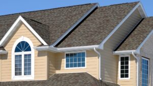 home with black roof shingles