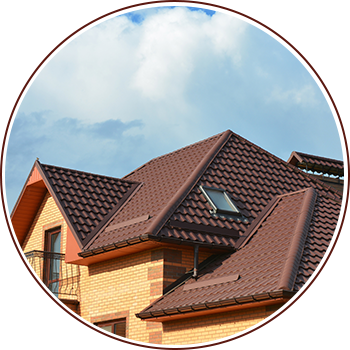 Tile roof on house